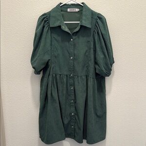 Green Babydoll Mini Dress, L
